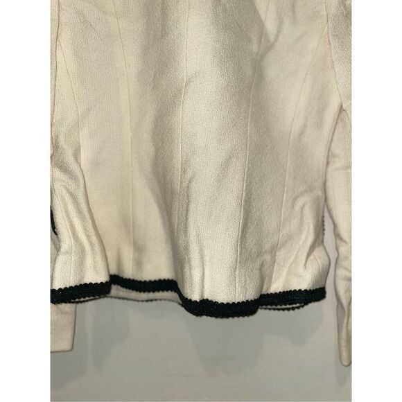 Vintage Barrie pace preppy off white cream wool tweed blazer black trim size 8 - Picture 8 of 11